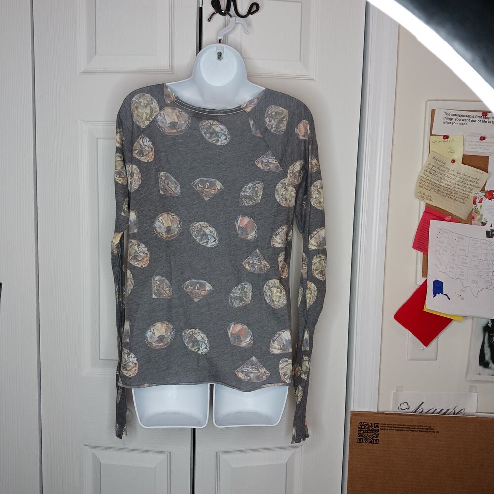 Wildfox Forever Diamond Print Cozy Raglan Tee NWOT - Picture 6 of 11